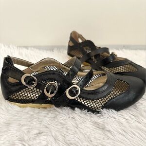 Black Mesh Mary Jane Flats